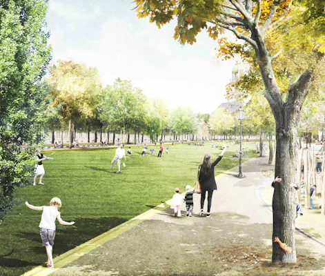 Blick auf den Rasensaal